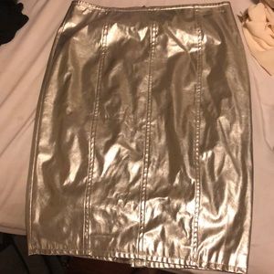 Long silver pencil skirt by Jennifer Lopez